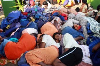 Sabarimala pilgrims are hit by fatigue after trekking the hilly terrain and take a nap to relax. Mathrubhumi photographer C Viju clicks the slumber and the catnaps taken by the Ayappa swamis, both young and old.<br/>
<br/>

