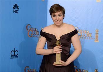 Lena Dunham with her award for best actress in a TV comedy series for 'Girls,'
