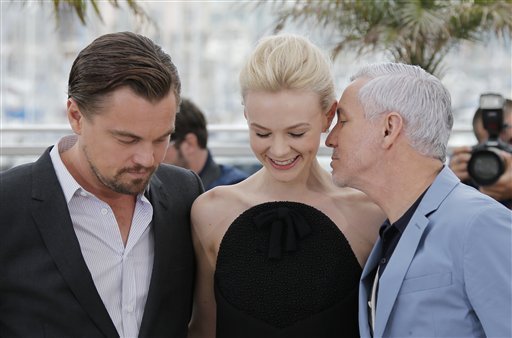 From left, actors Leonardo DiCaprio, Carey Mulligan and director Baz Luhrmann pose for photographers during a photo call for the film The Great Gatsby at the 66th international film festival, in Cannes, southern France, Wednesday, May 15, 2013. (AP Photo/Lionel Cironneau) 
